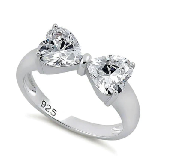 Bow & heart ring size 8